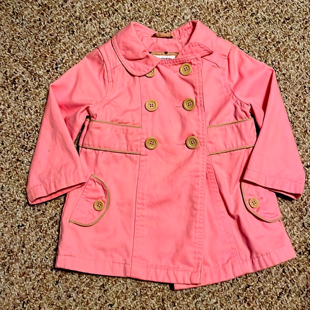 Pink pea coat cute buckle design on back!
